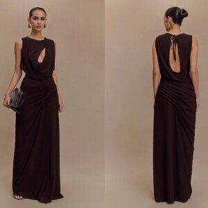 NWT Meshki Orai Chiffon Maxi Dress - Cacao Brown